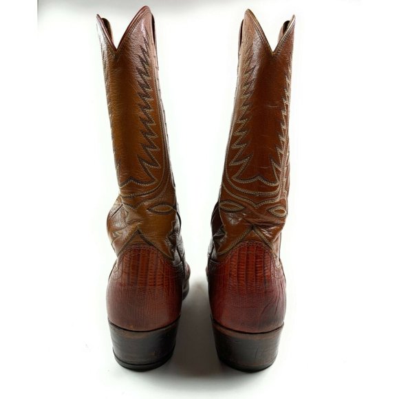 Dan Post Mens 9.5 D Snakeskin Leather Brown Exotic Western Cowboy Boots w/ Bag - Picture 7 of 16